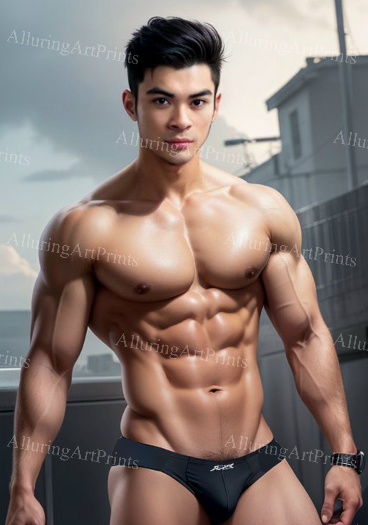 Male Model Muscular Digital Art AI Fantasy - UU1233