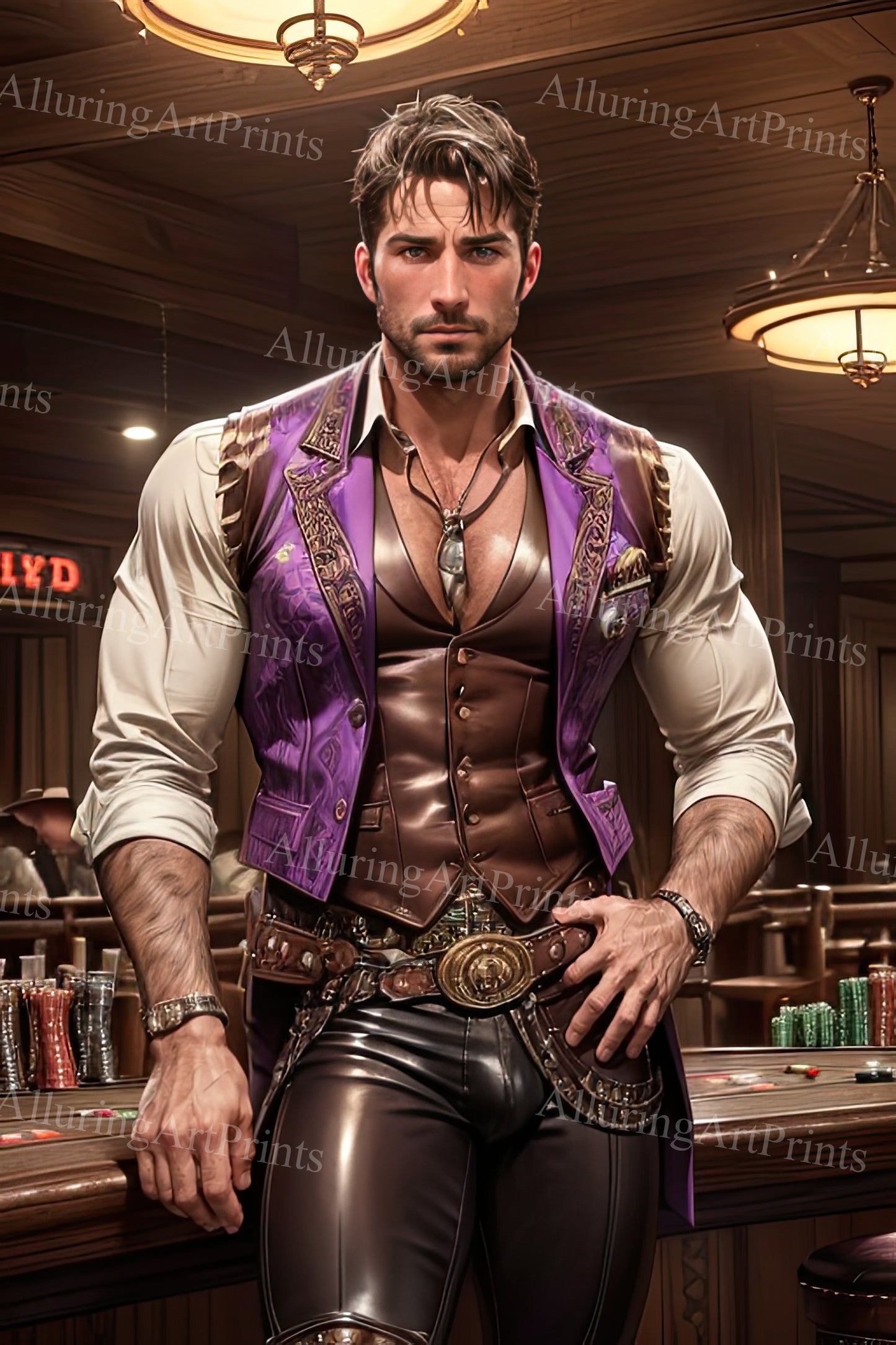 Male Model Muscular Digital Art AI Fantasy - UU1236