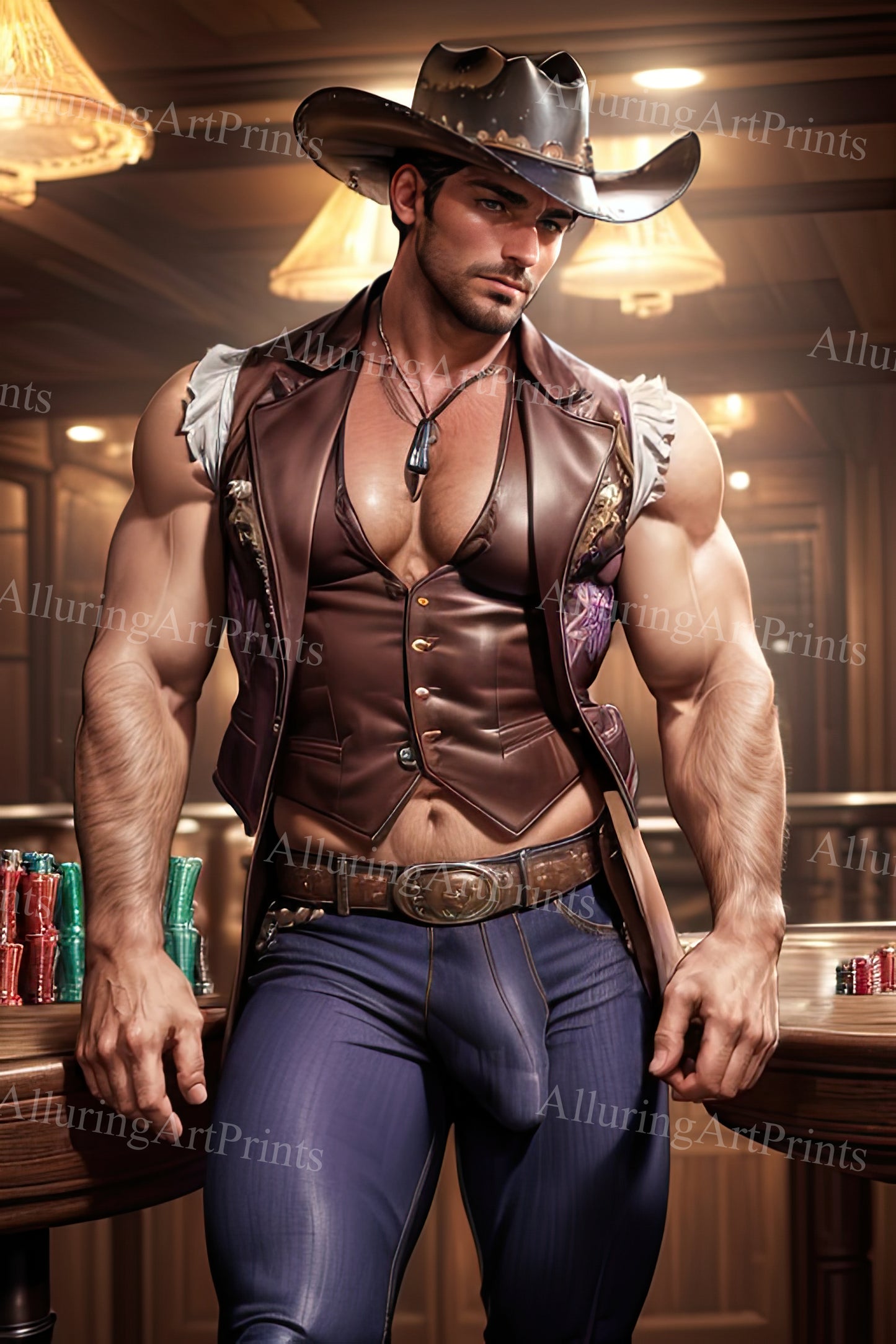Male Model Muscular Digital Art AI Fantasy - UU1240