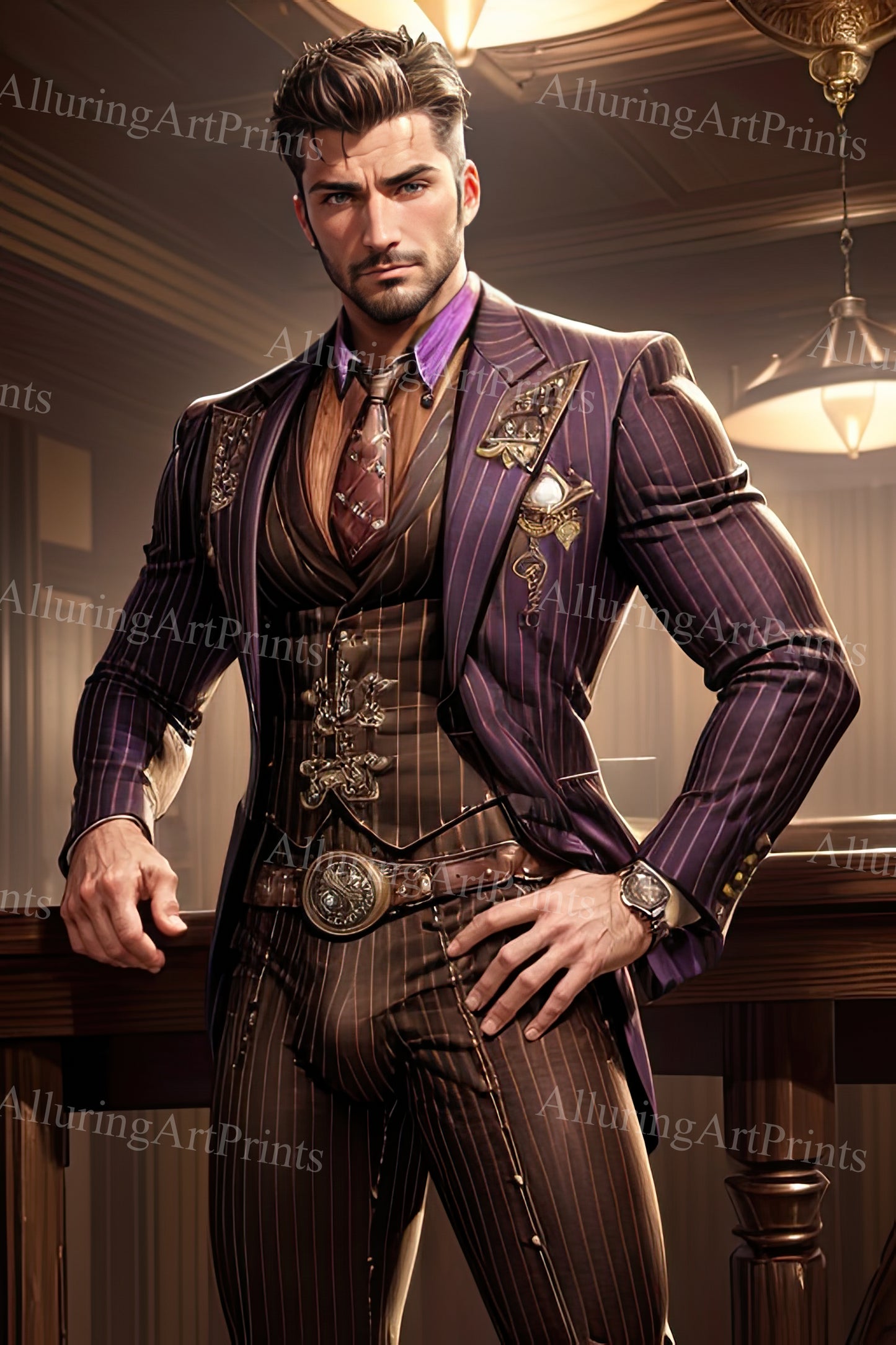 Male Model Muscular Digital Art AI Fantasy - UU1242