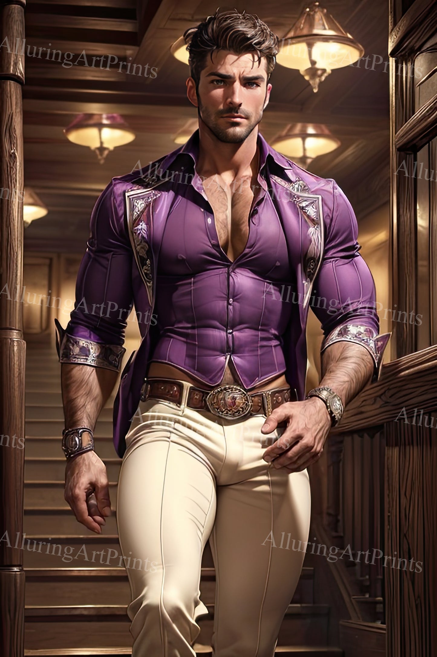 Male Model Muscular Digital Art AI Fantasy - UU1244