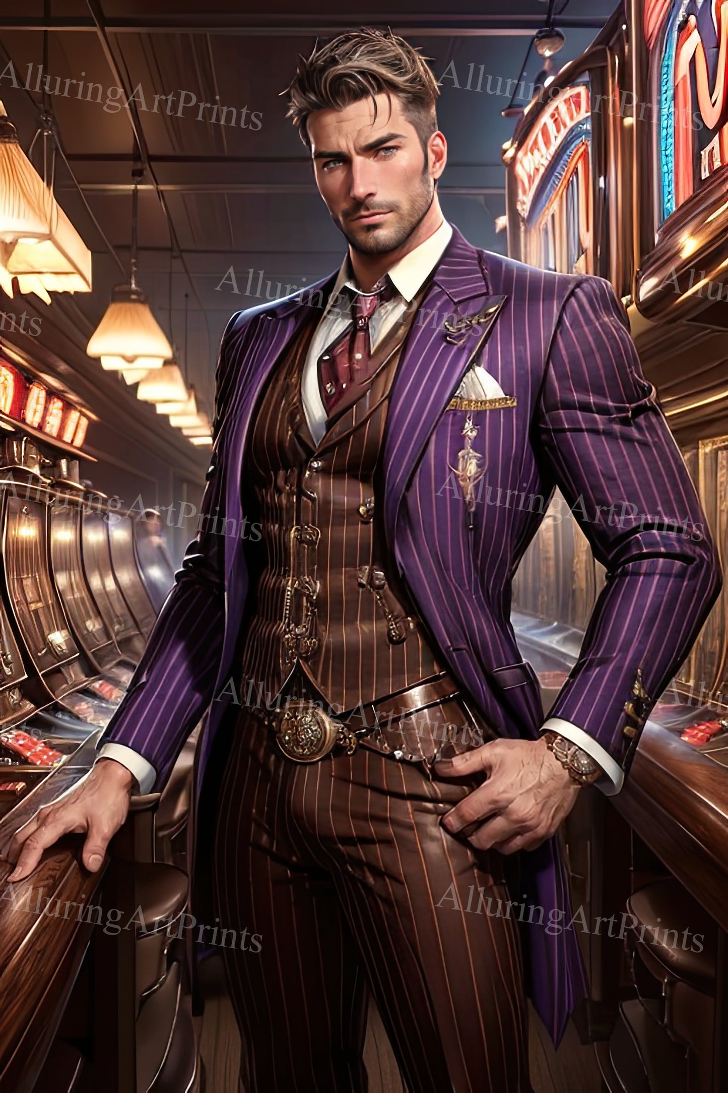 Male Model Muscular Digital Art AI Fantasy - UU1256