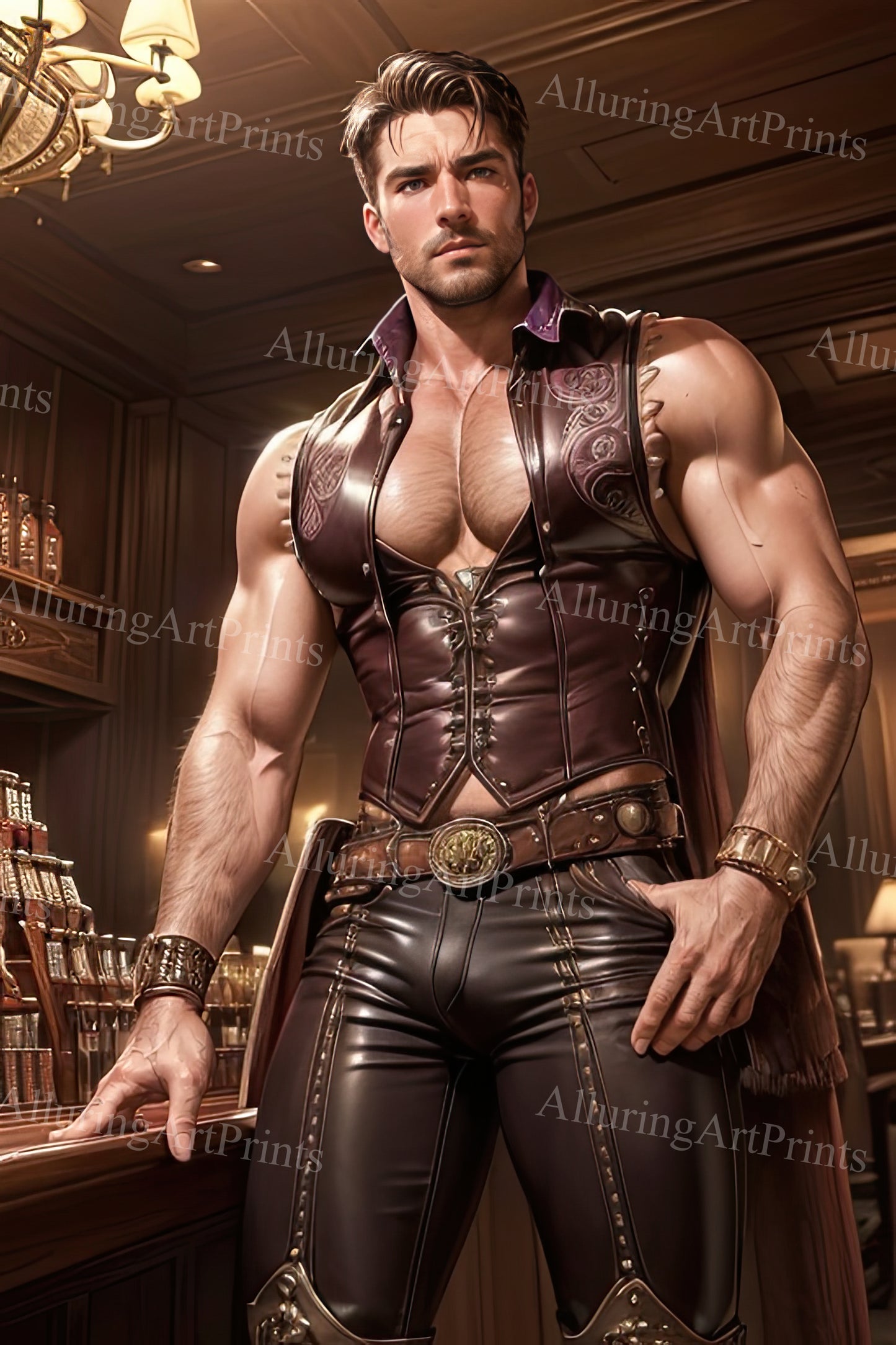 Male Model Muscular Digital Art AI Fantasy - UU1267