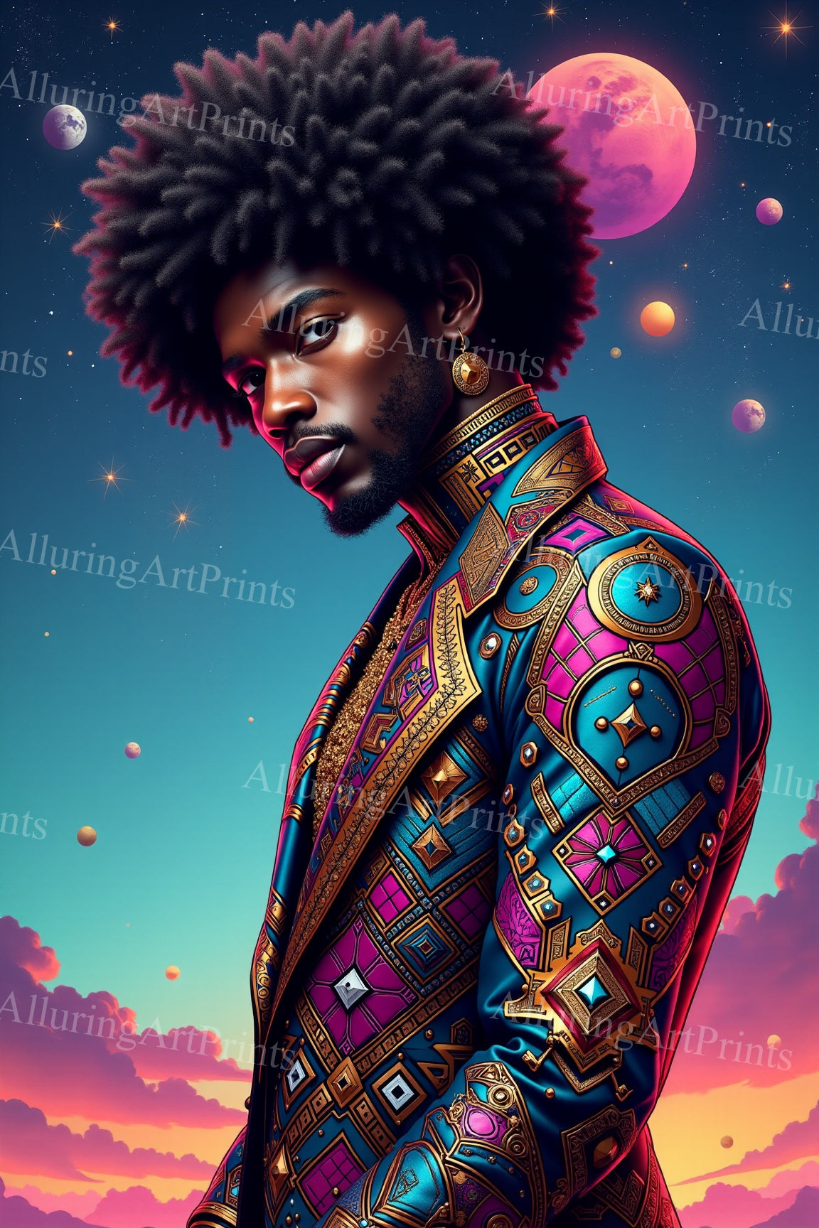 Black Male Model Muscular Digital Art AI Fantasy - UU1277