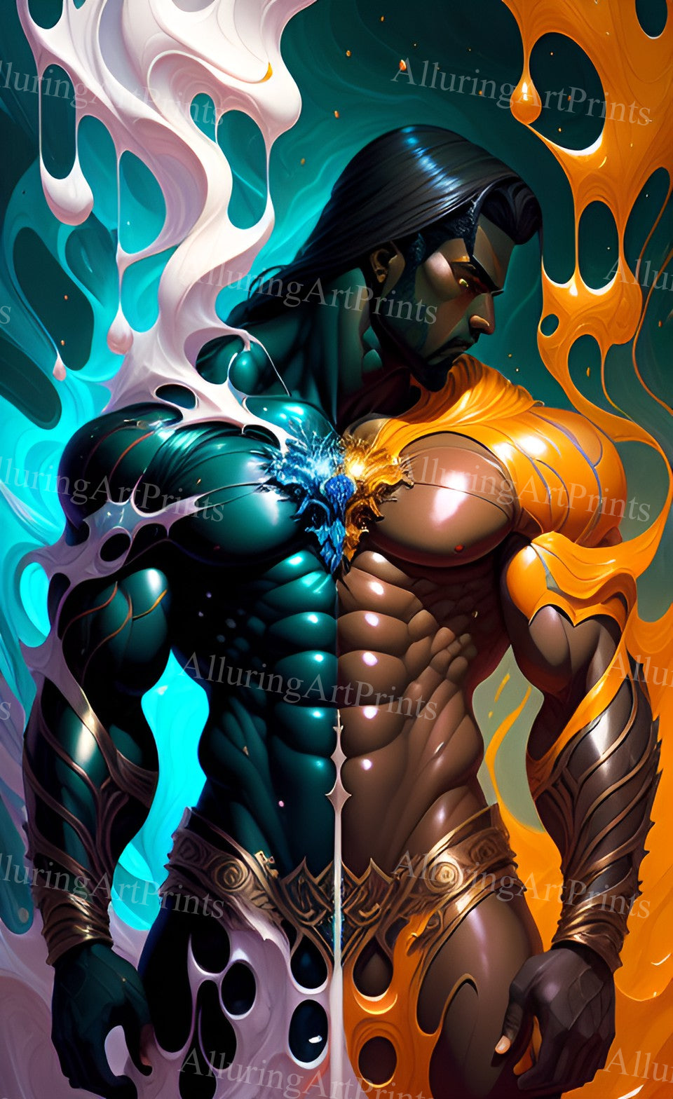 Male Model Muscular Digital Art AI Fantasy - UU1283