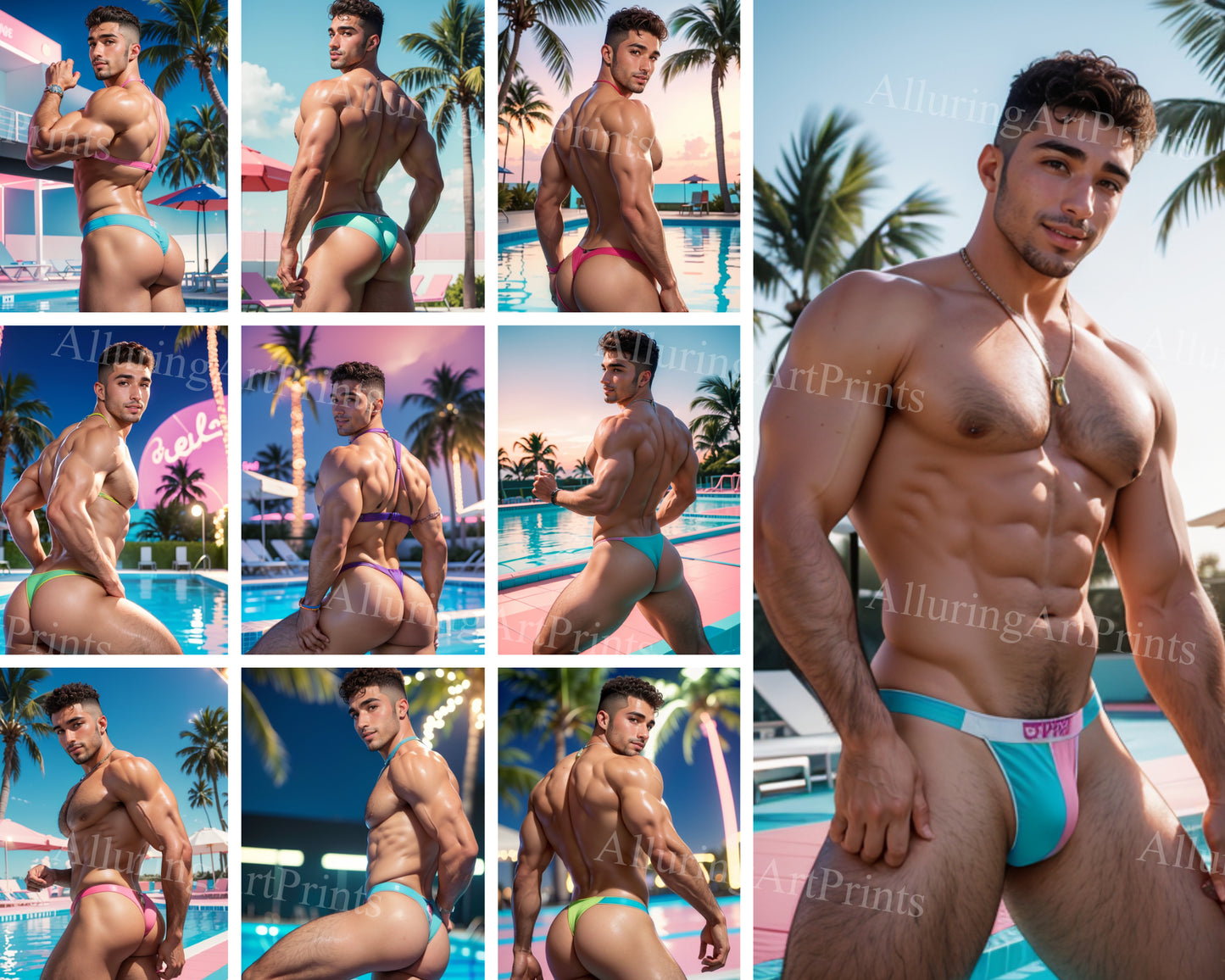 Male Model Muscular Digital Art AI Fantasy - UU1285