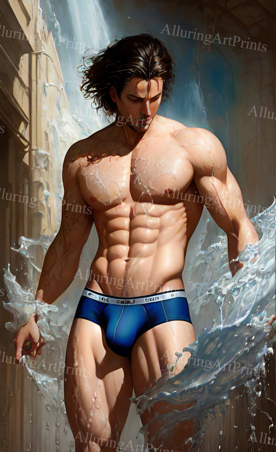 Male Model Muscular Digital Art AI Fantasy - UU1288