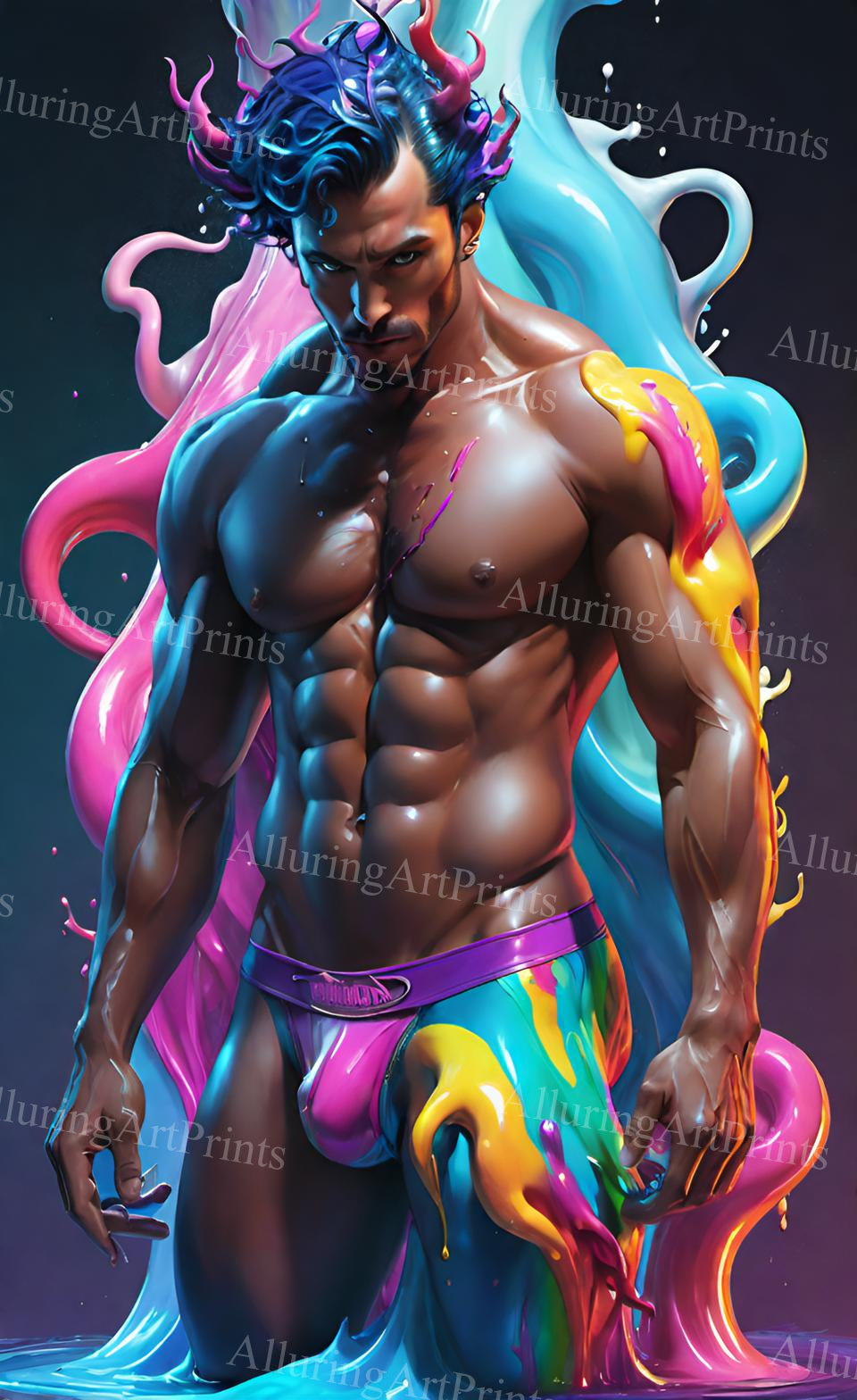Male Model Muscular Digital Art AI Fantasy - UU1294