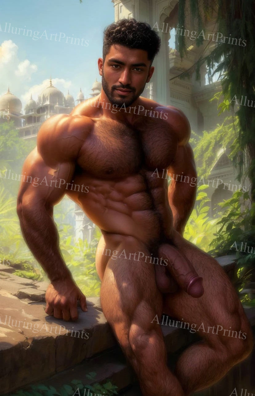 Nude Male Model Muscular Digital Art AI Fantasy - UU688