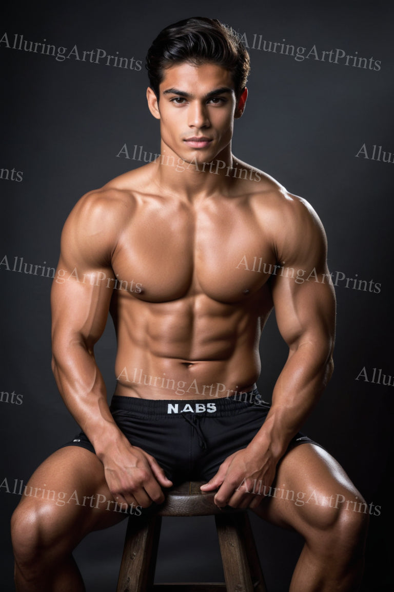 Male Model Muscular Digital Art AI Fantasy - UU705