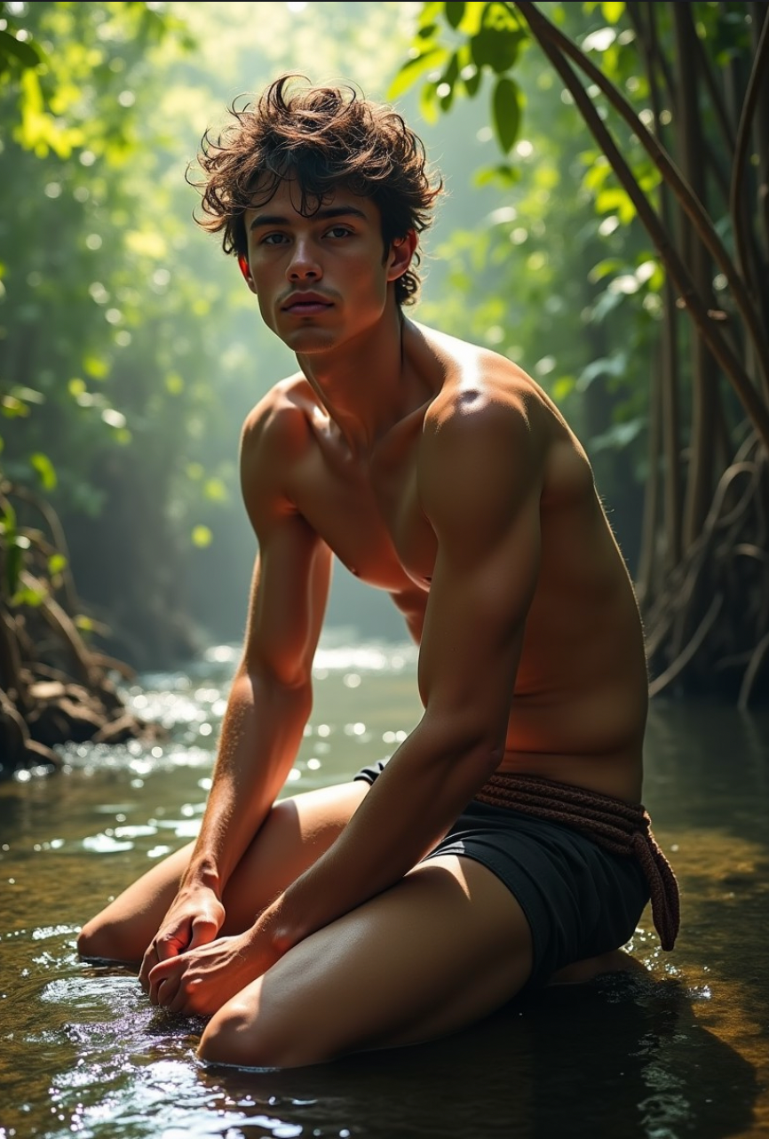 Male Model Muscular Digital Art AI Fantasy - 568A