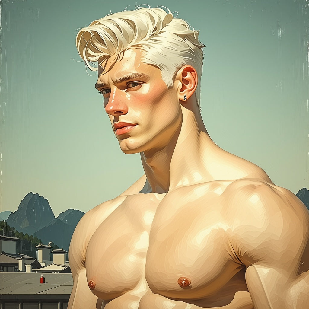 Male Model Muscular Digital Art AI Fantasy - 591A
