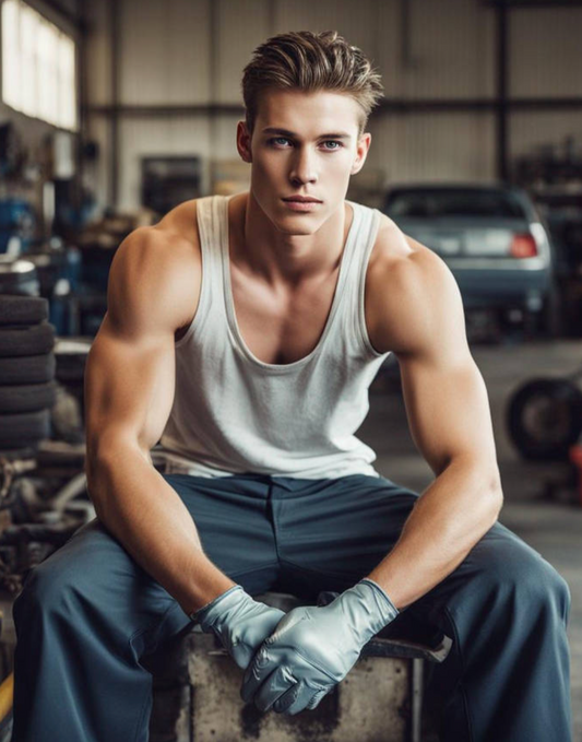 Male Model Muscular Digital Art AI Fantasy - 602A