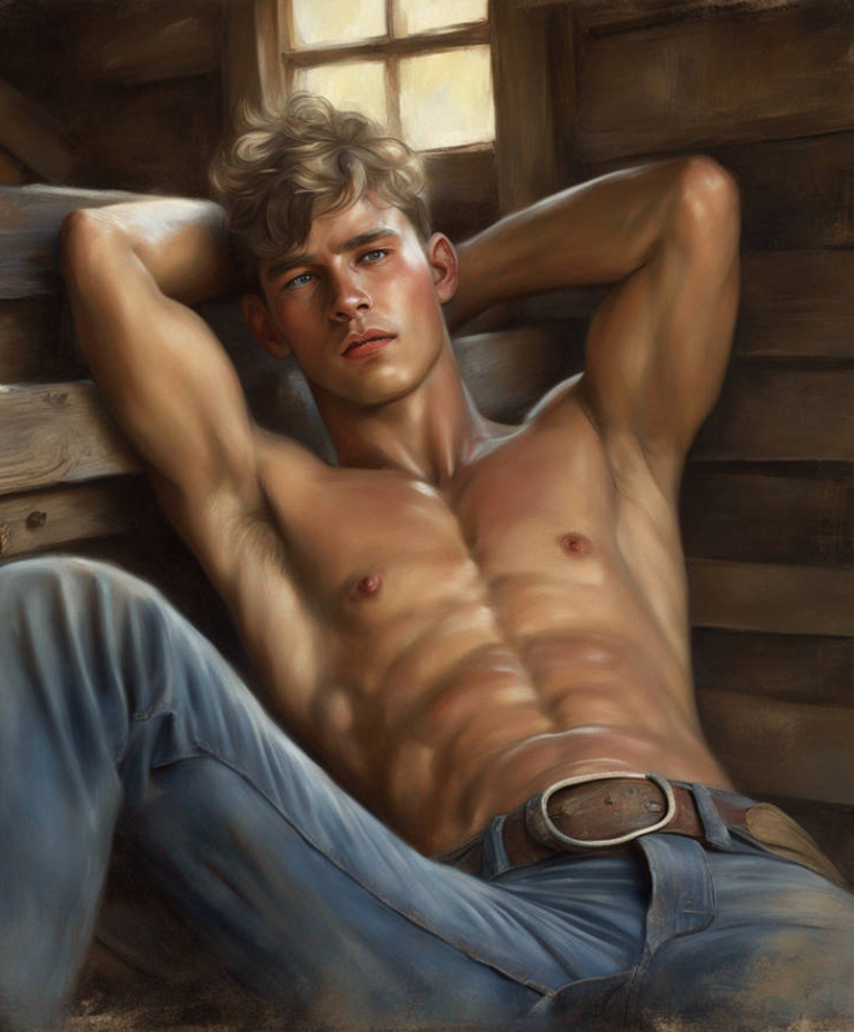 Male Model Muscular Digital Art AI Fantasy - 655A