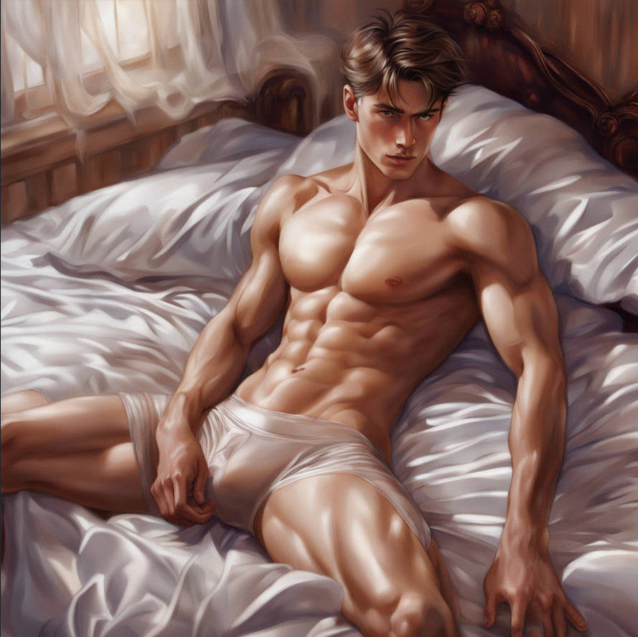 Male Model Muscular Digital Art AI Fantasy - 668A