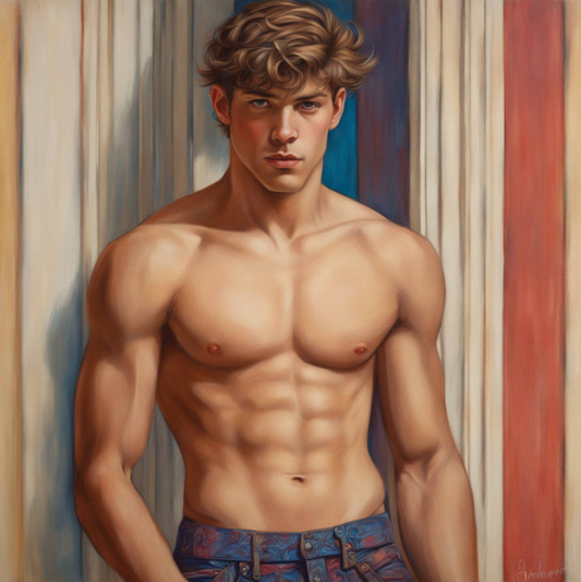 Male Model Muscular Digital Art AI Fantasy - 698A
