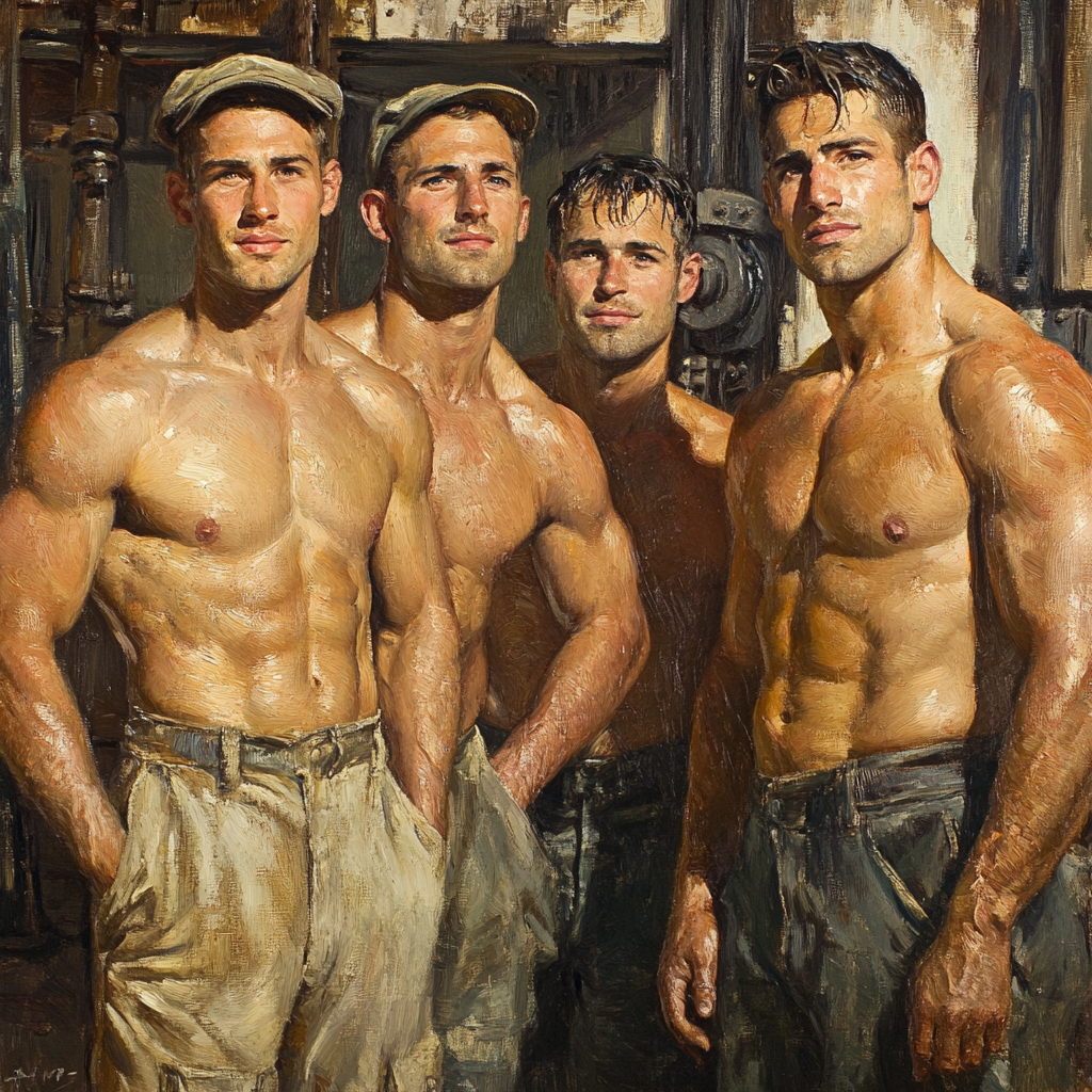 Male Models Muscular Digital Art AI Fantasy - 702A