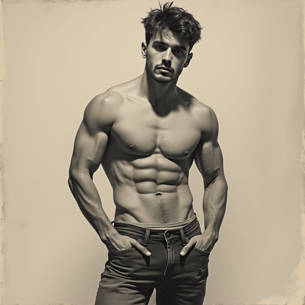 Male Model Muscular Digital Art AI Fantasy - 715A