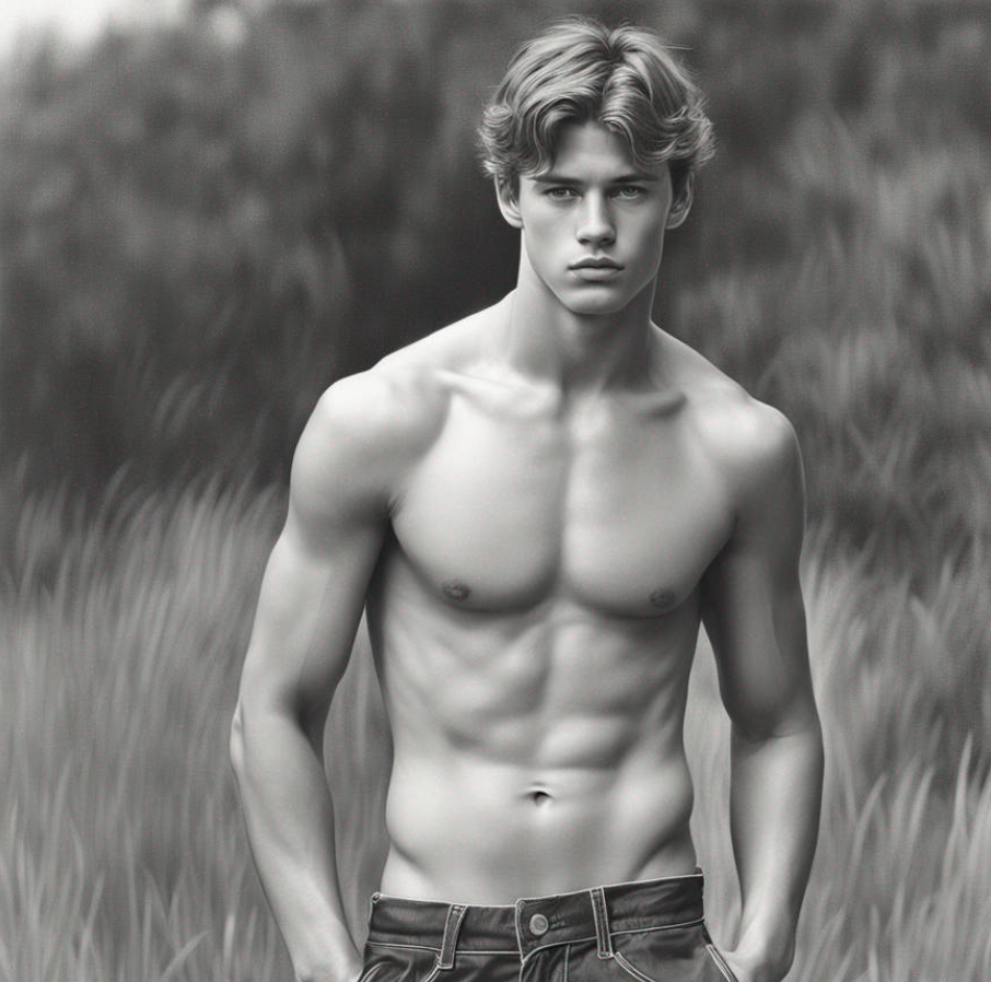 Male Model Slender Digital Art AI Fantasy - 788A