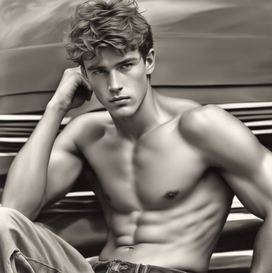 Male Model Slender Digital Art AI Fantasy - 791A