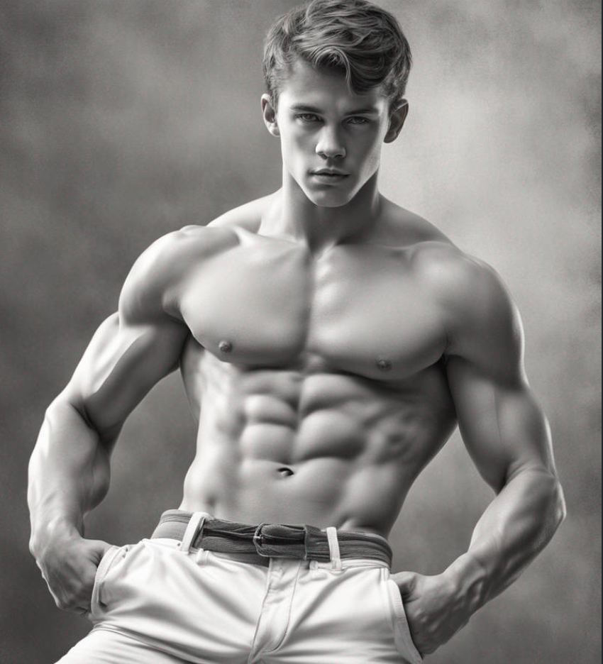 Male Model Muscular Digital Art AI Fantasy - 804A