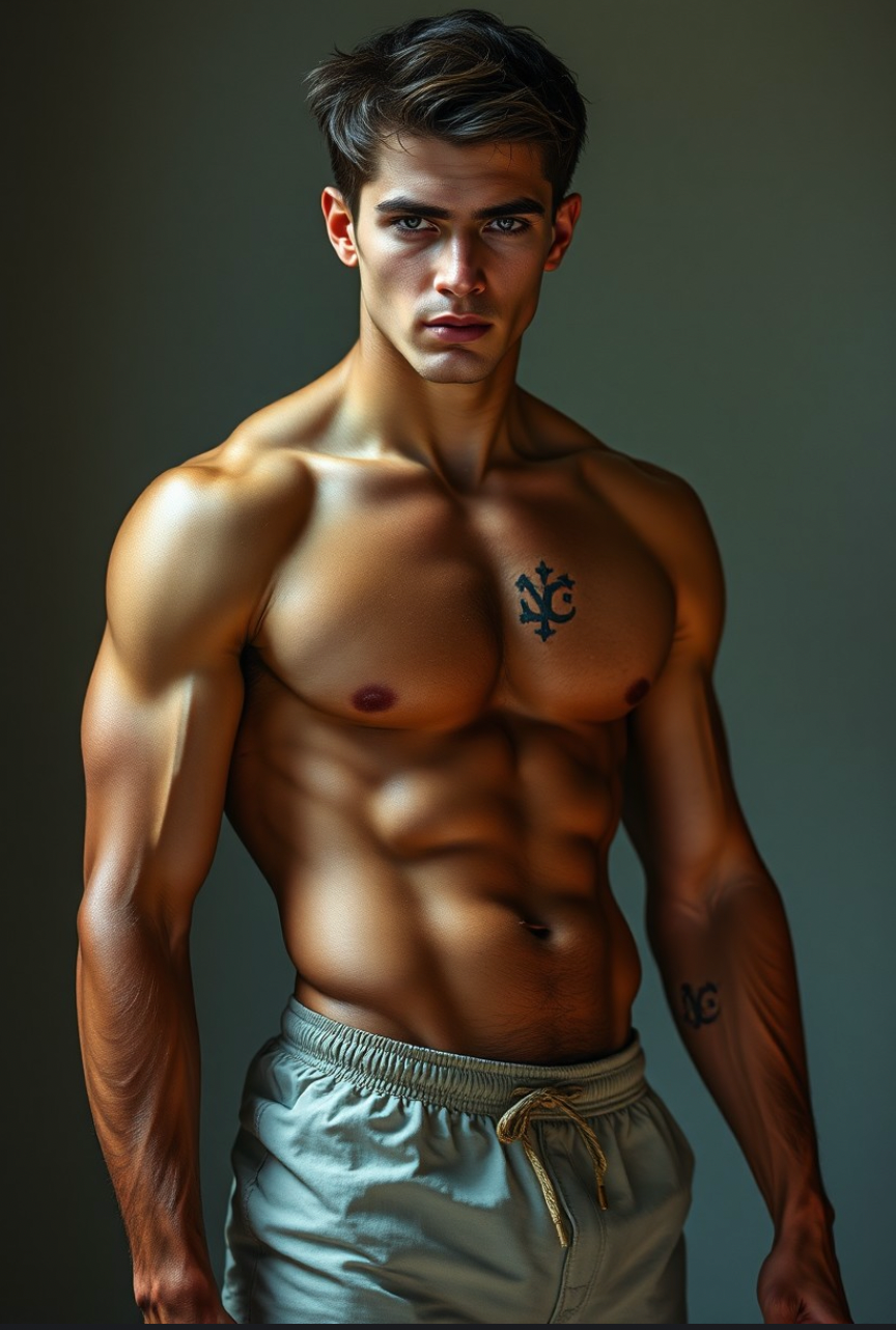 Male Model Muscular Digital Art AI Fantasy - 810A