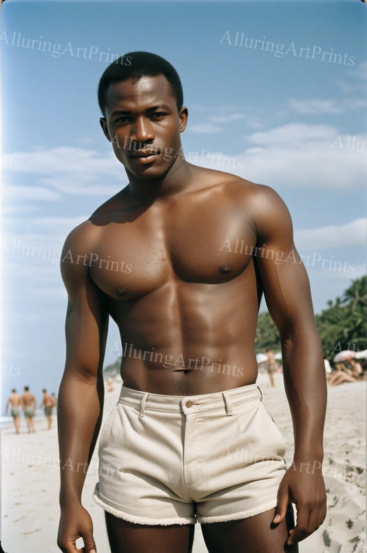 Black Male Model Muscular Digital Art AI Fantasy - 103A