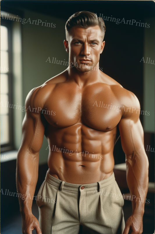 Male Model Muscular Digital Art AI Fantasy - 104A