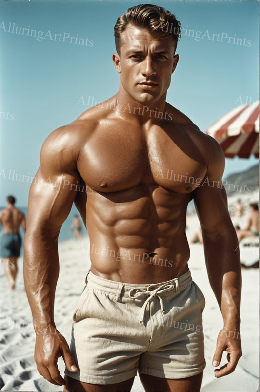 Male Model Muscular Digital Art AI Fantasy - 107A