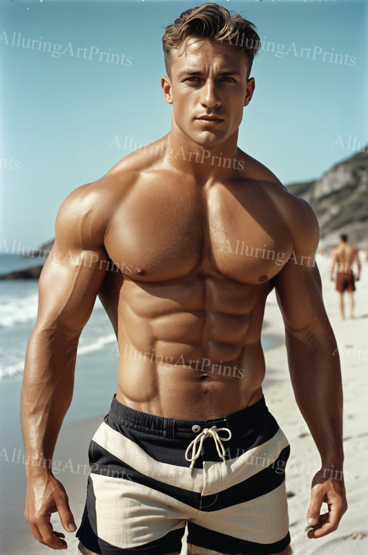Male Model Muscular Digital Art AI Fantasy - 108A