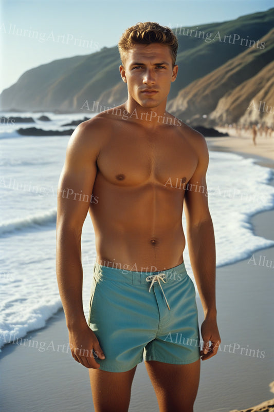 Male Model Muscular Digital Art AI Fantasy - 111A