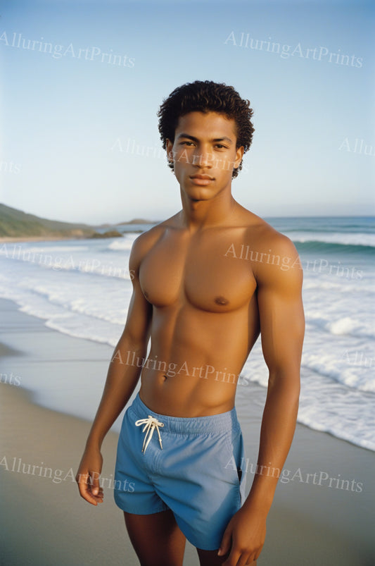 Black Male Model Muscular Digital Art AI Fantasy - 117A