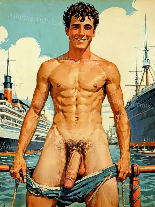 Nude Male Model Muscular Digital Art AI Fantasy - 12A