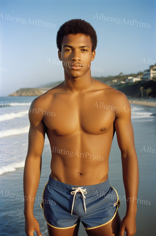 Black Male Model Muscular Digital Art AI Fantasy - 121A