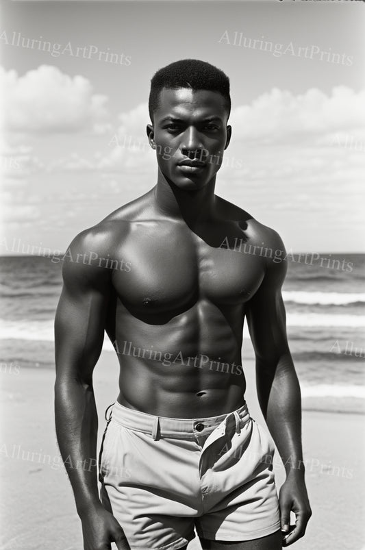 Black Male Model Muscular Digital Art AI Fantasy - 125A