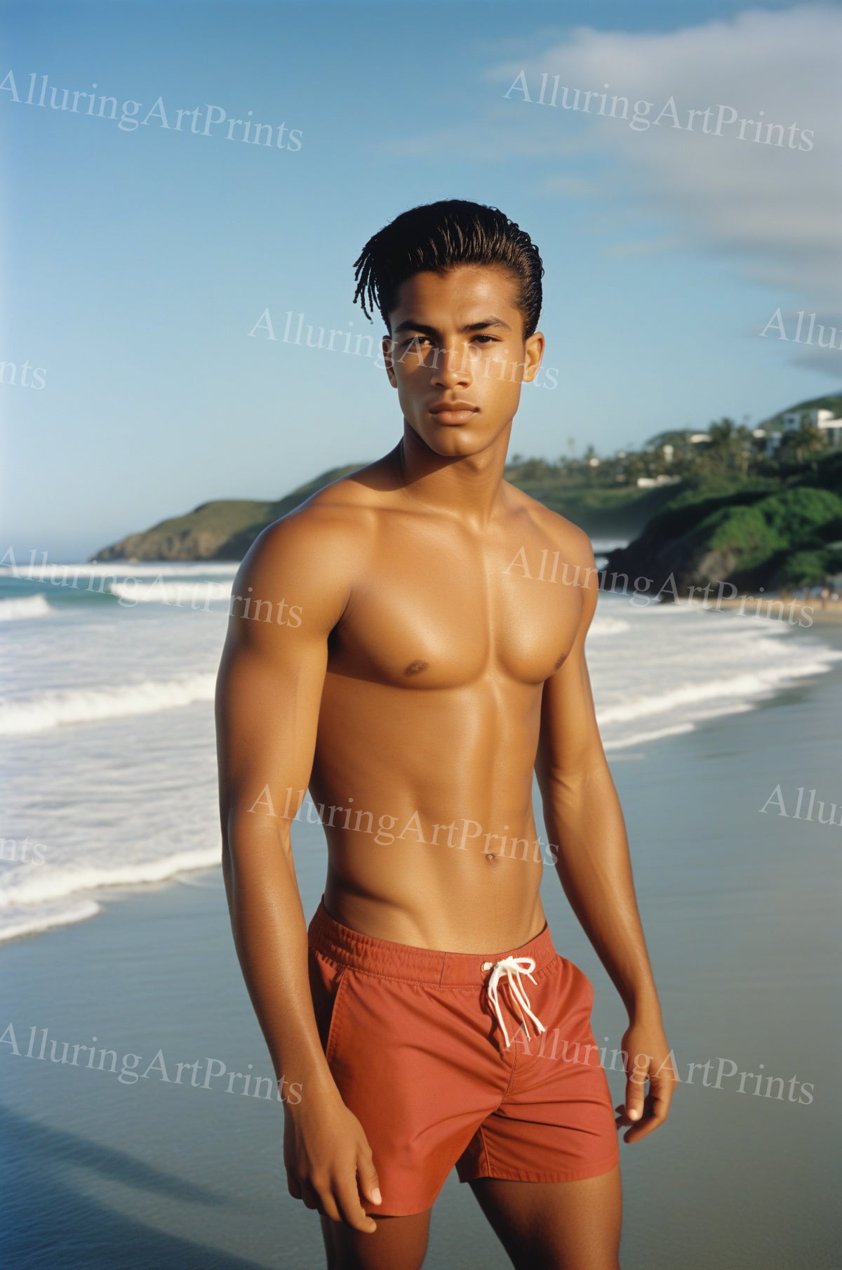 Male Model Muscular Digital Art AI Fantasy - 126A