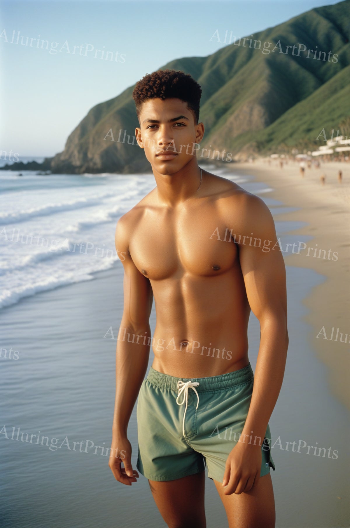 Male Model Muscular Digital Art AI Fantasy - 129A