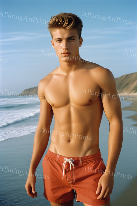 Male Model Muscular Digital Art AI Fantasy - 134A