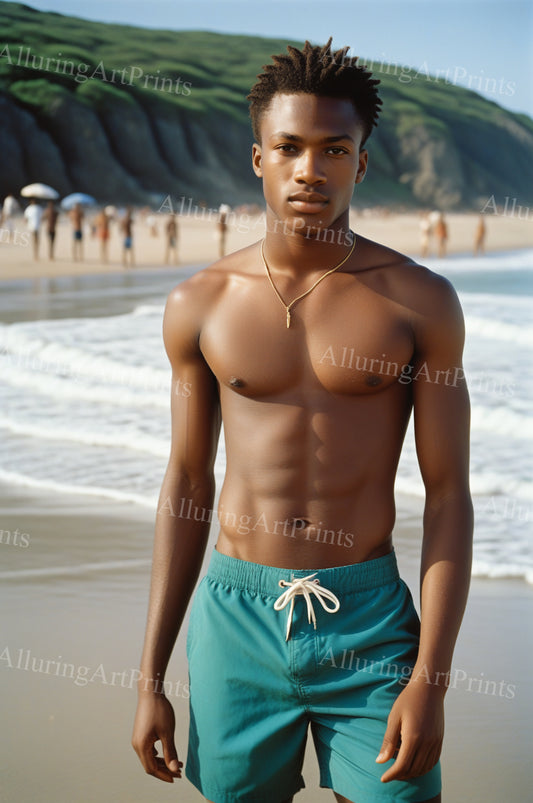 Black Male Model Muscular Digital Art AI Fantasy - 136A