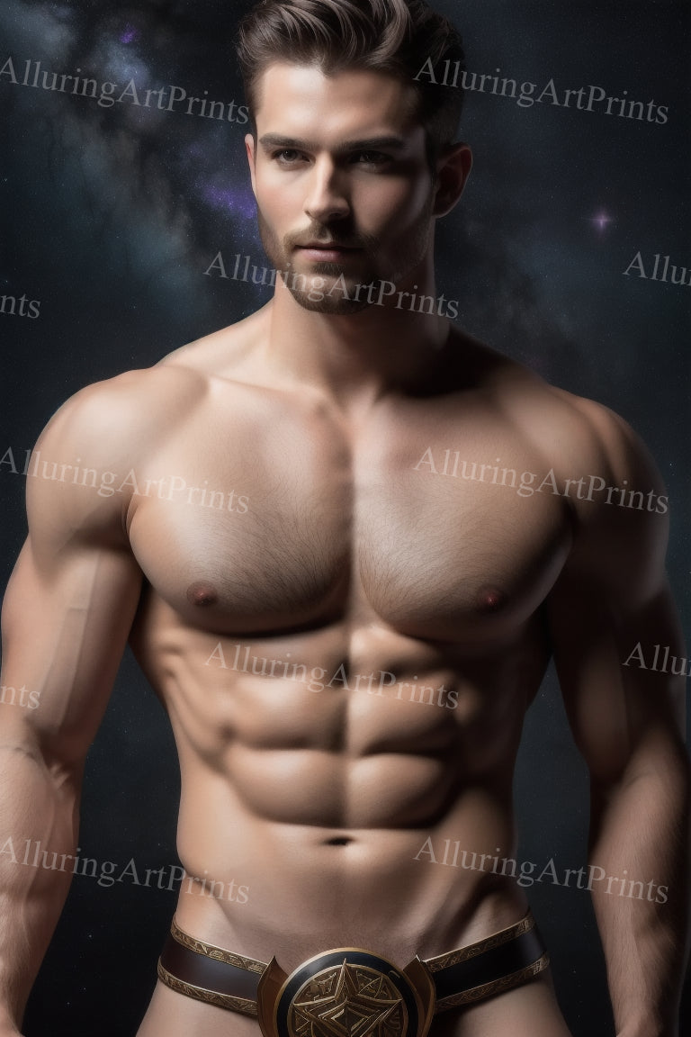 Male Model Muscular Digital Art AI Fantasy - 143A
