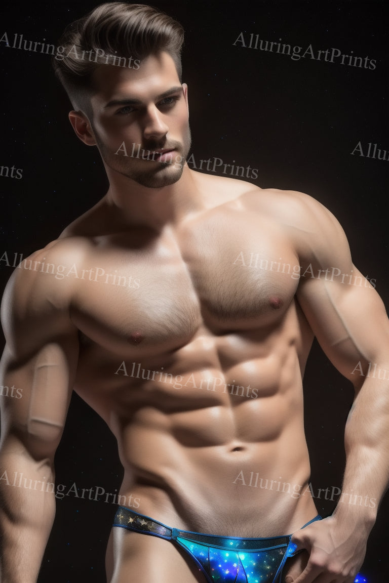 Male Model Muscular Digital Art AI Fantasy - 144A