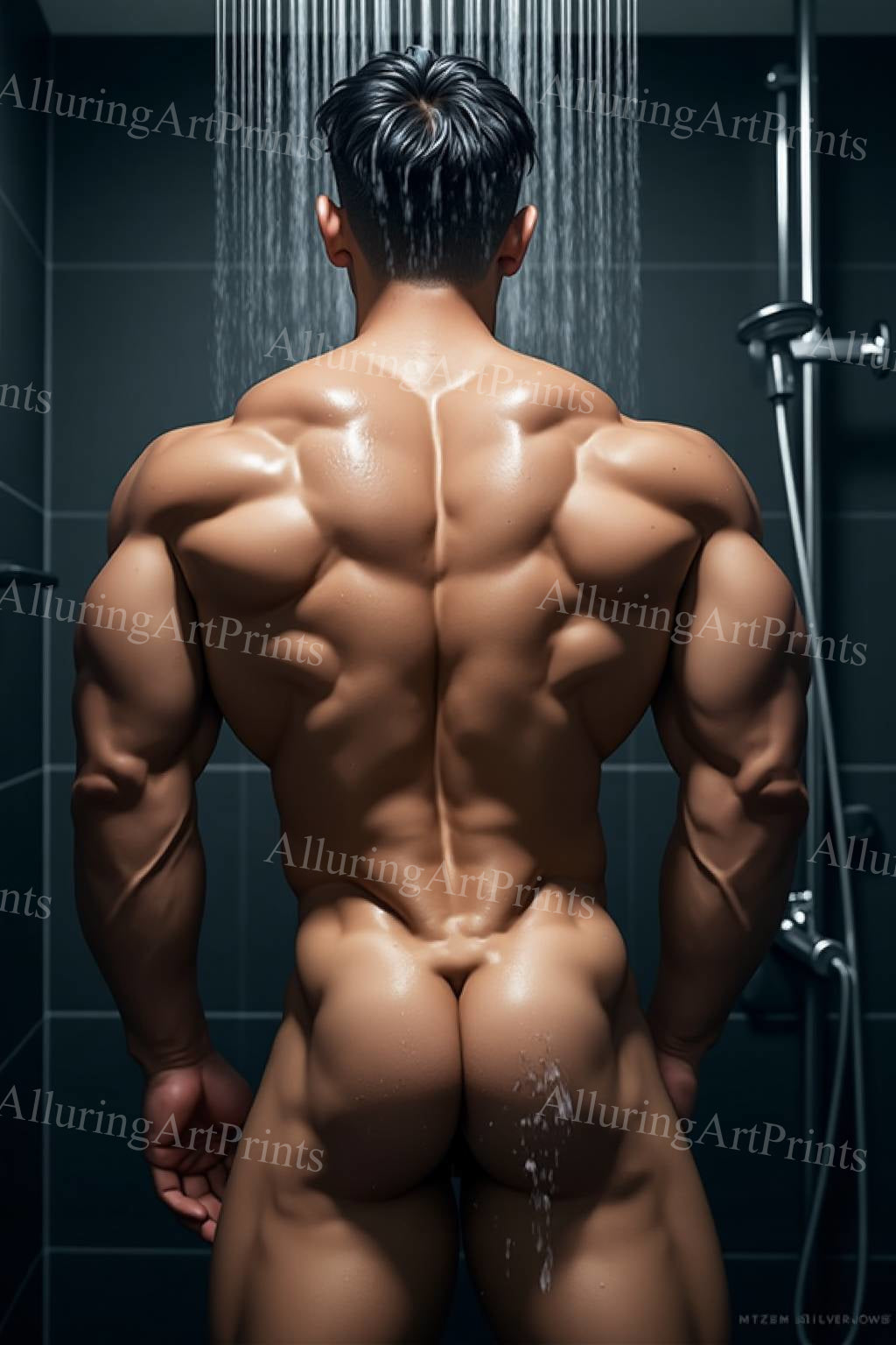Nude Male Model Muscular Digital Art AI Fantasy - 151A