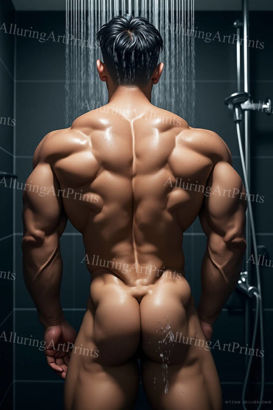 Nude Male Model Muscular Digital Art AI Fantasy - 151A
