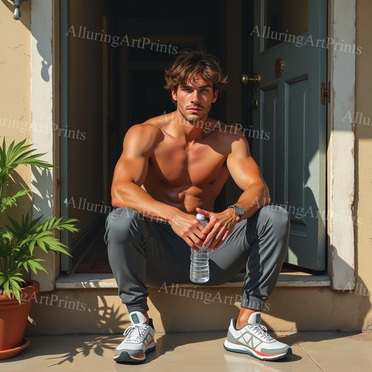 Male Model Muscular Digital Art AI Fantasy - 155A