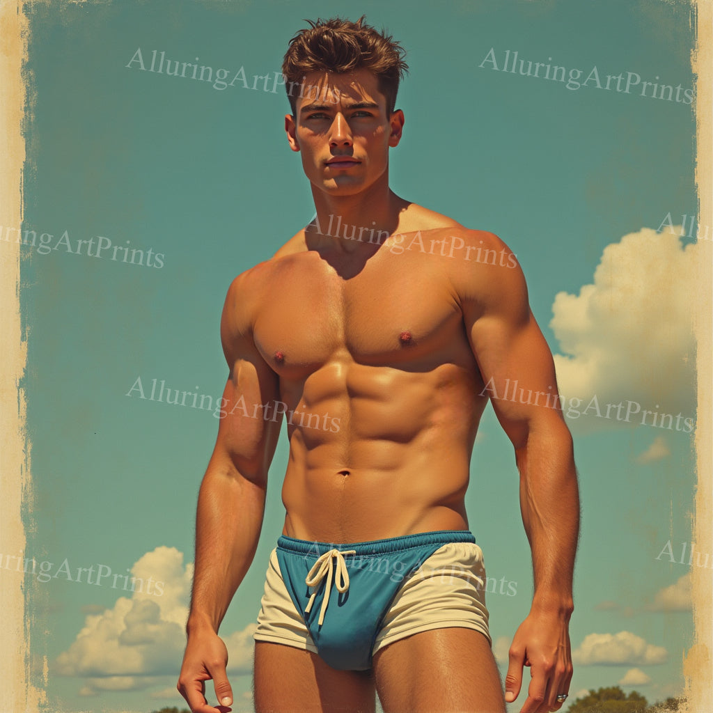 Male Model Muscular Digital Art AI Fantasy - 158A