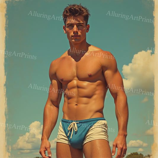 Male Model Muscular Digital Art AI Fantasy - 158A