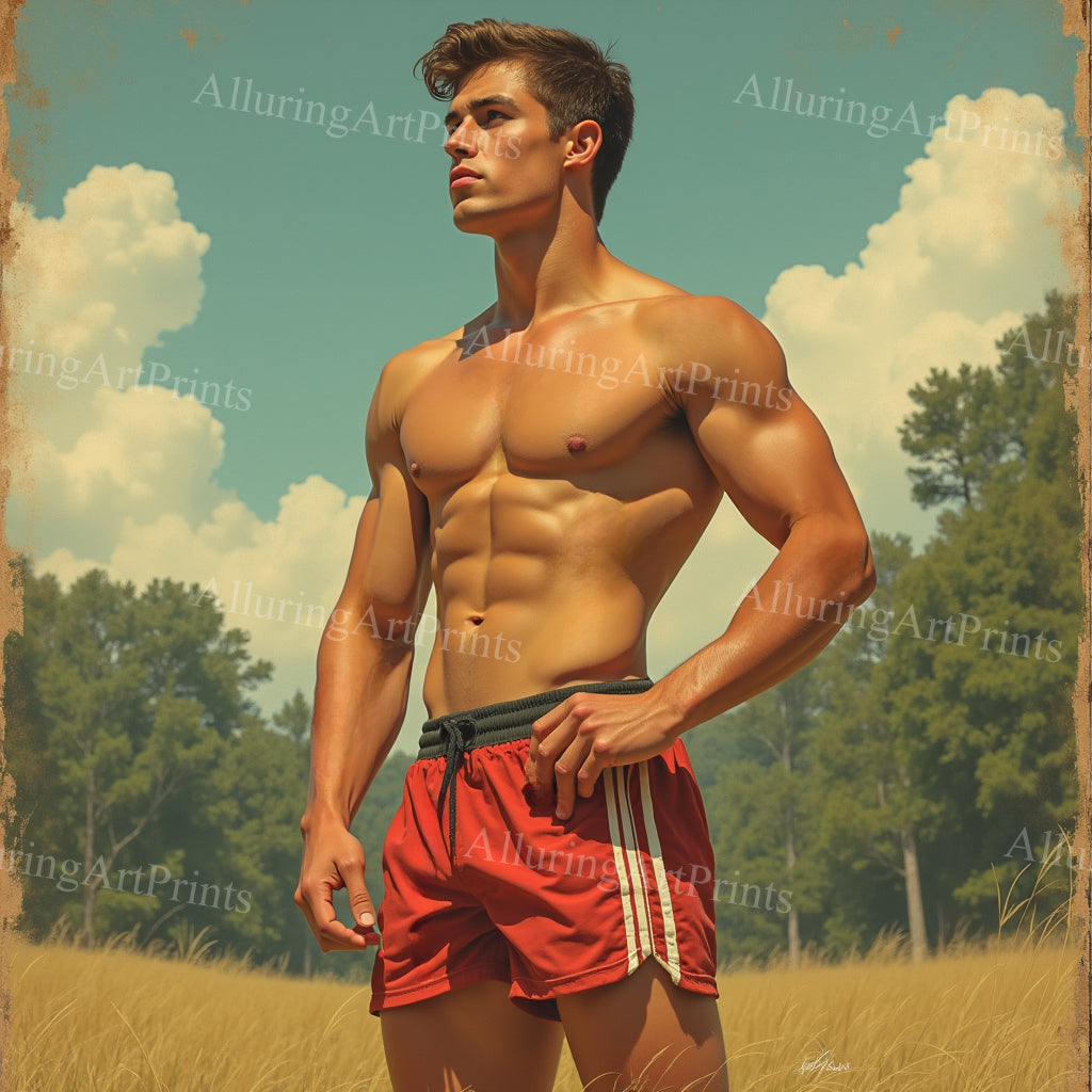 Male Model Muscular Digital Art AI Fantasy - 159A