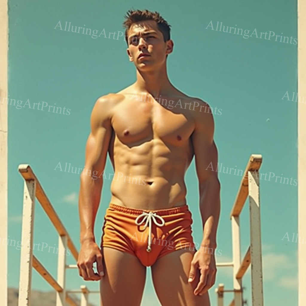 Male Model Muscular Digital Art AI Fantasy - 160A