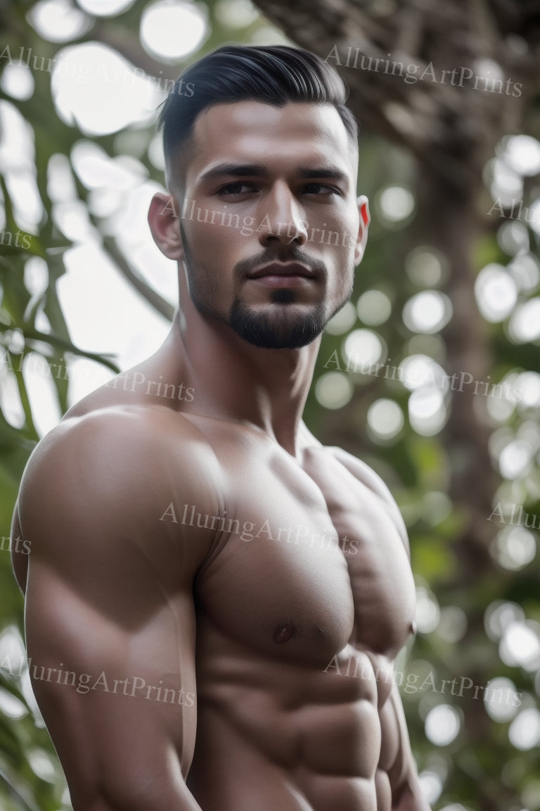 Male Model Muscular Digital Art AI Fantasy - 162A