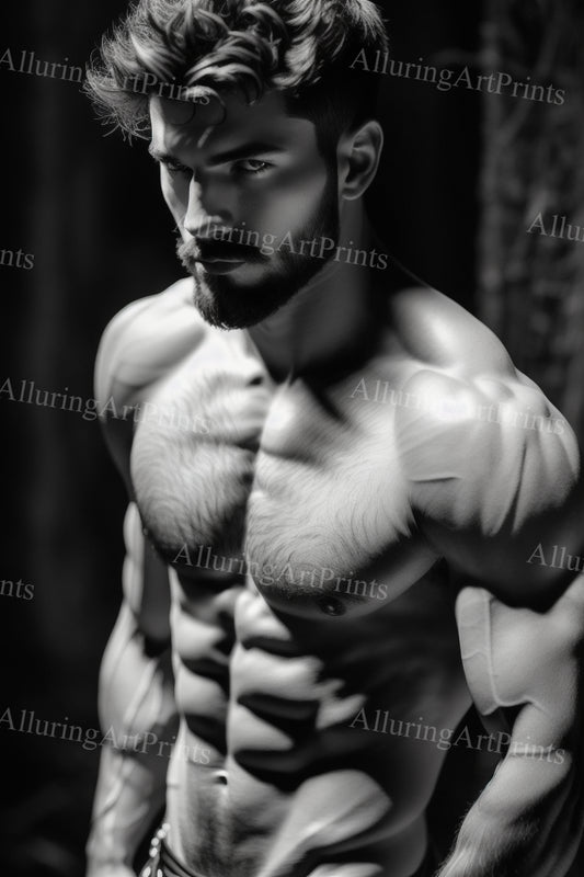 Male Model Muscular Digital Art AI Fantasy - 172A